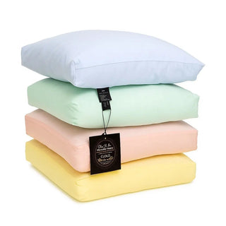cloud technology pillows stacked in pastel colors