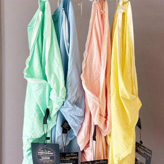 Claire De Lune Cloud Case collection shown in Mint Green, Ballerina Pink, and Tiffany-Inspired Blue. Packaged pillowcases made from buttery soft bamboo viscose, designed to layer over Cloud Pillows for custom softness